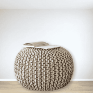 Ainamor Knitted Pouffe in Beige Colour by Fern India