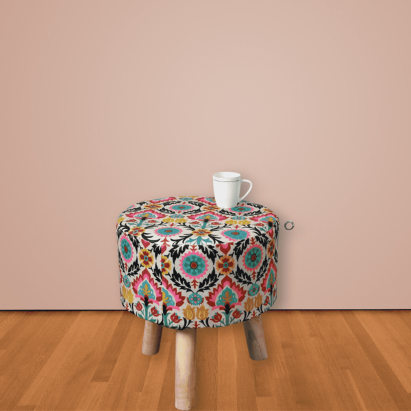 Sixela Seating Stool With Digital Print by Fern India