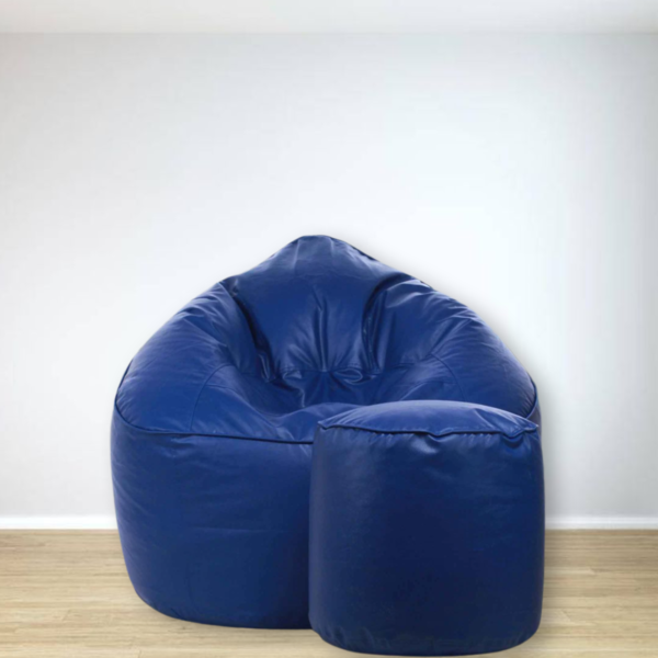 Combo Ahddum XXXL Bean Bag & Round Pouffe with Beans in Royal Blue Colour by Fern India
