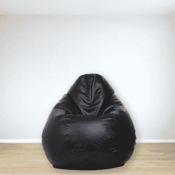 Combo Retser XXXL Bean Bag & Round Pouffe with Beans in Black Colour by Fern India