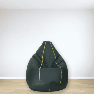 Cissalc XXXL Bean Bag with Beans in Dark Green Colour with Yellow Piping by Fern India