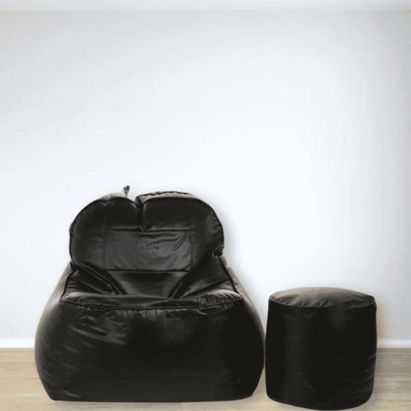 Combo Regnuol XXXL Bean Bag & Round Pouffe with Beans in Black colour by Fern India
