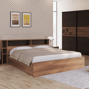 Eirrot King Bed with Storage in Classic Walnut Finish by Fern India