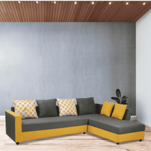 Areivir LHS 6 Seater Sofa In Grey & Yellow Color by FernIndia.com