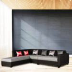 Ssilb 6 Seater Sofa in Black & Grey Color by FernIndia.com