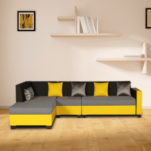 Ssilb 6 Seater RHS Sectional Sofa in Yellow & Grey Color by FernIndia.com