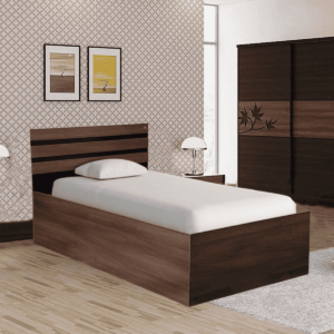 Aococ Single Bed with Storage in Black & Dark Acacia Matte Finish by Fern India