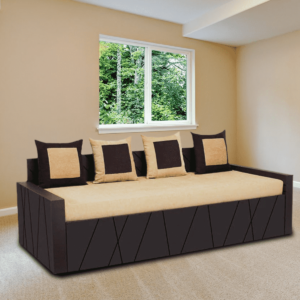 Ollopa Sofa Cum Bed With 4 Cushions In Brown Colour By FernIndia.com