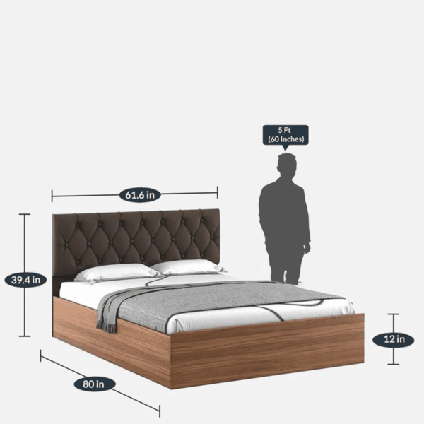 Temoc Queen Size Bed with Storage in Exotic Teak Finish by A Fern India