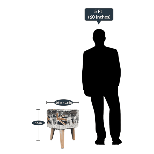 Sixela Seating Stool with UK Print by Fern India