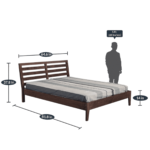 Nref Queen Size Bed in Walnut Brown Matte Finish by Fern India
