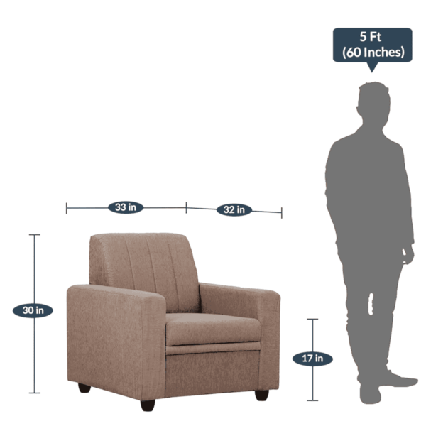 Tragttuts 1 Seater Sofa in Sandy Brown Colour by FernIndia.com