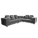 Adnama Corner Sofa in Dark Grey Colour by FernIndia.com