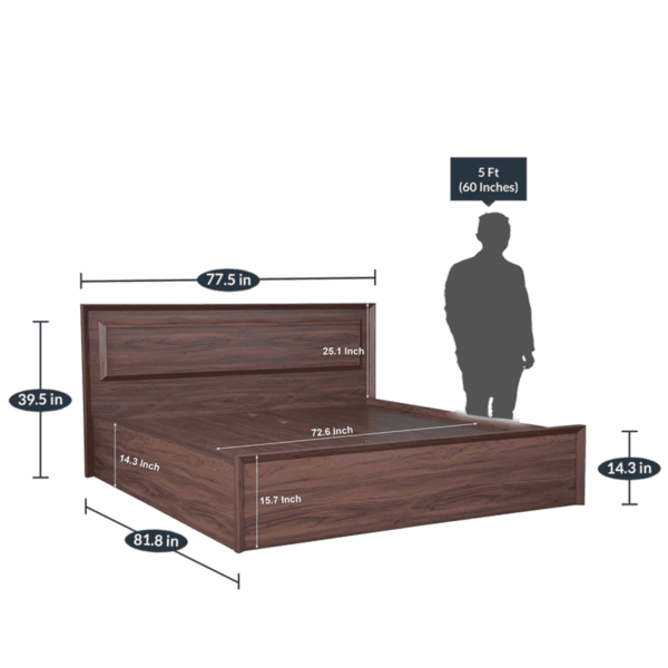 Krats King Size Bed with Storage in Walnut Finish By Fern India