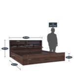 Assyla King Size Bed with Storage in Columbia Walnut Finish by Fern India