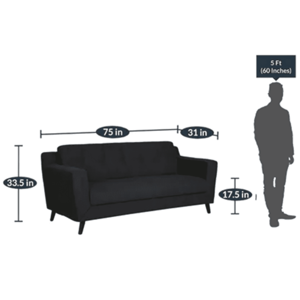 Adnama 3 Seater Sofa in Charcoal Grey Colour By FernIndia.com