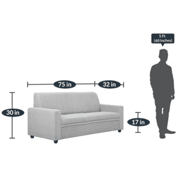 Tragttuts 3 Seater Sofa in Grey Colour By FernIndia.com