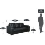 Akanat 3 Seater Sofa in Matte Black Colour by FernIndia.com