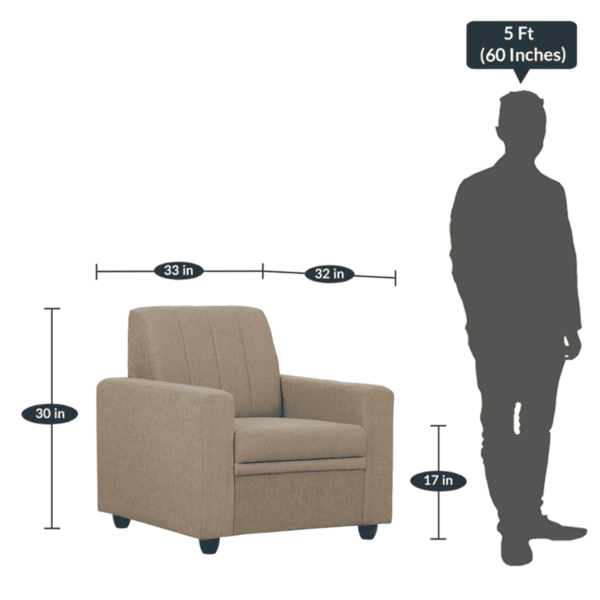 Tragttuts 1 Seater Sofa in Beige Colour By FernIndia.com