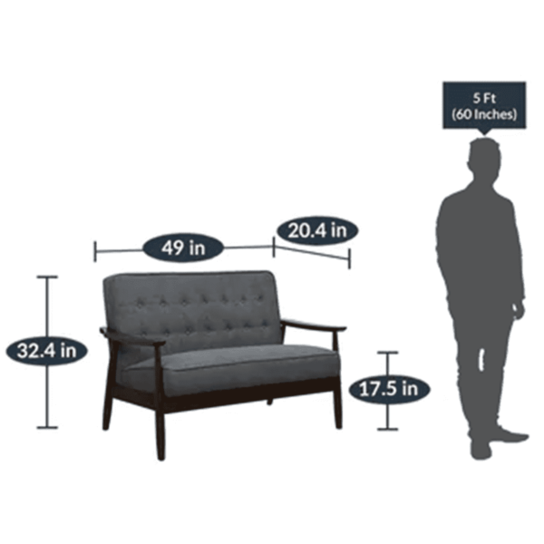 Nimzaj 2 seater Sofa in Dark Grey Colour with Brown Oak Finish by FernIndia.com