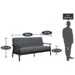 Nimzaj 3 seater Sofa in Dark Grey Colour with Brown Oak Finish by FernIndia.com
