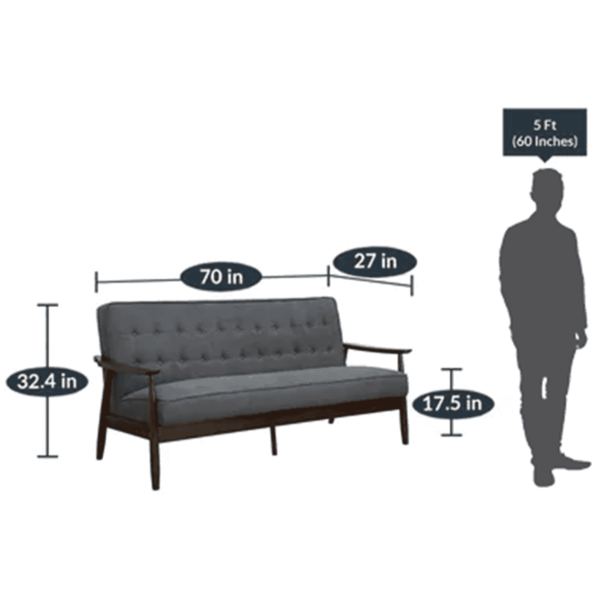Nimzaj 3 seater Sofa in Dark Grey Colour with Brown Oak Finish by FernIndia.com