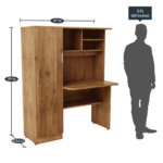 Noiprocs Study Table with Book Shelves & Cabinet in Knotty Wood Finish by Fern India