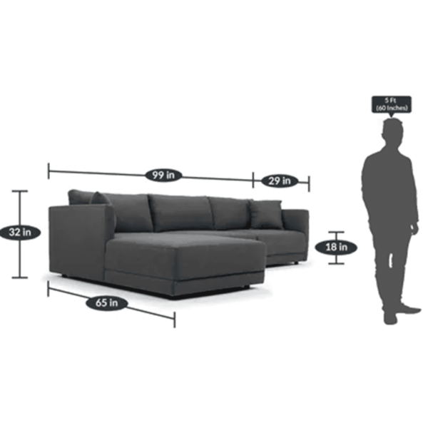 Gnus Rhs 6 Seater Sectional Sofa In Grey Colour By FernIndia.com