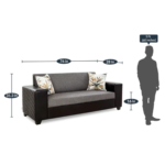 Anyda 3 Seater Sofa in Grey Colour by FernIndia.com