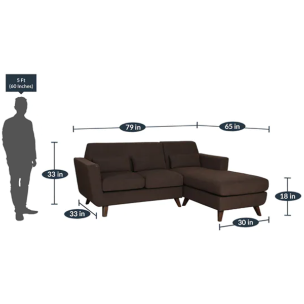 Ogaitnas 2 Seater LHS Sectional Sofa in Chestnut Brown Colour by FernIndia.com