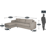 Serdna RHS 3 Seater Sofa with Lounger in Beige Colour by FernIndia.com