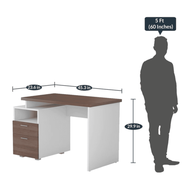 Yelkrab Study Table in Matte Frosty White & Walnut Brown Finish by Fern India