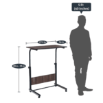 Eripme Height Adjusting Portable Laptop Table in Dark Walnut Finish by Fern India