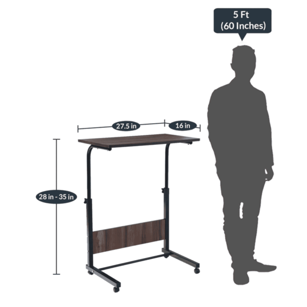 Eripme Height Adjusting Portable Laptop Table in Dark Walnut Finish by Fern India