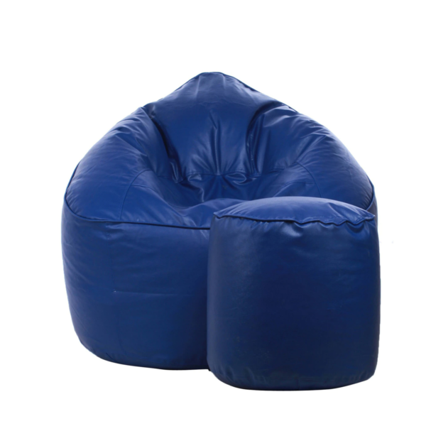 Combo Ahddum XXXL Bean Bag & Round Pouffe with Beans in Royal Blue Colour by Fern India
