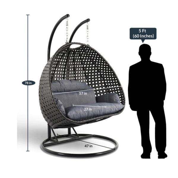 Teksab Chair 2 seater Swing in Black & Grey Colours by Fern India
