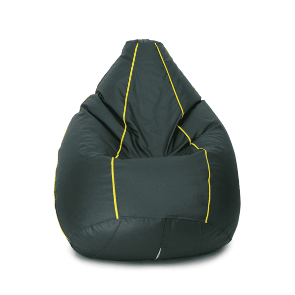 Cissalc XXXL Bean Bag with Beans in Dark Green Colour with Yellow Piping by Fern India
