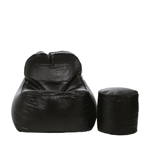 Combo Regnuol XXXL Bean Bag & Round Pouffe with Beans in Black colour by Fern India