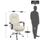 Manager Office Chair with Massager & Footrest in Beige Colour by Fern India