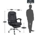 Manager Office Chair with Massager & Footrest in Black Colour by Fern India