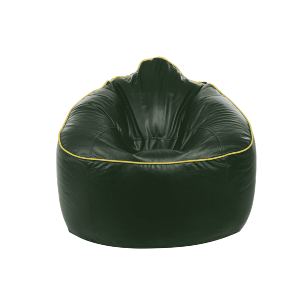 Ahddum XXXL Bean Bag with Beans in Dark Green Colour with Yellow Piping by Fern India