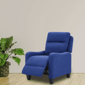 Rotnev Manual Pushback Recliner In Blue Color by FernIndia.com