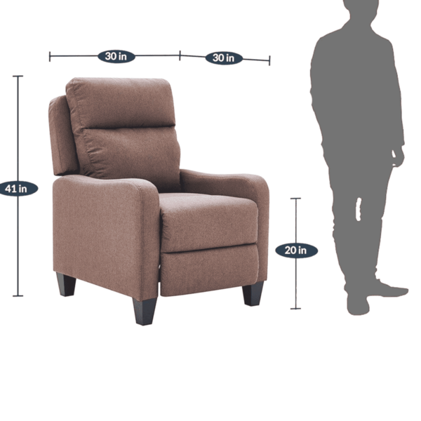 Rotnev Manual Pushback Recliner In Brown Color by FernIndia.com