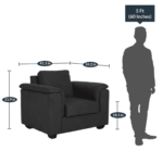 Serdna 1 Seater Sofa in Charcoal Grey Colour by FernIndia.com