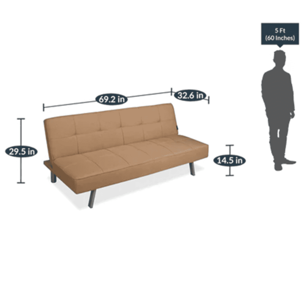 Aicelef Sofa Cum Bed in Dark Beige Color by FernIndia.com