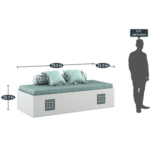 Ovil Day Bed with storage In Frosty White Colour by A Fern India