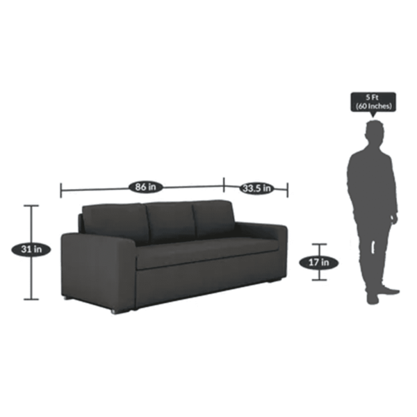 Sirrom 3 Seater Sofa cum Bed in Grey Colour by FernIndia.com