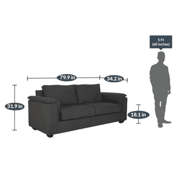 Serdna 3 Seater Sofa in Charcoal Grey Colour By FernIndia.com