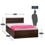 Aococ Single Bed with Storage in Black & Dark Acacia Matte Finish by Fern India