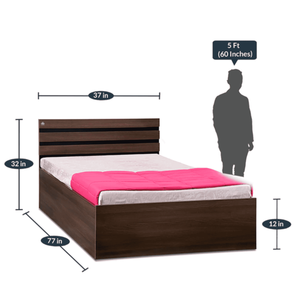 Aococ Single Bed with Storage in Black & Dark Acacia Matte Finish by Fern India